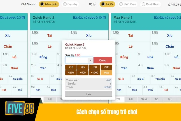 Cách chọn số trong trò chơi